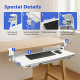 Keyboard Tray Under Desk with Drawer, White, 26.77" X 11.81"