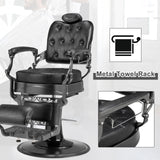 Winado Heavy Duty Vintage Recline Barber Chair Hydraulic with Headrest, Supports up to 700lbs & 360° Rotatable, Professional Salon Beauty Spa Shampoo Equipment (Square Backrest)