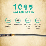 Hand Forged 1060 Demi-God Katana, Heat Tempered Full Tang Samurai Sword