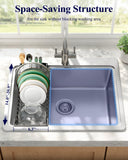 Kitsure Dish Drying Rack - Expandable Dish Rack for Kitchen Counter, Over Sink Or in Sink, Space-Saving Plates Dryer with Cutlery Holder & Drip Tray, 14.0"-20.9" L x 6.3" W x 8.0" H, Black