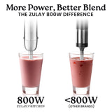 Zulay Kitchen 4-in-1 Immersion Blender 800W Hand Blender Set with Whisk, Milk Frother & 600ml Cup, 12-Speed Stick Blender with Turbo Mode for Soups, Smoothies, Sauces, Purees & Baby Food (Gray)