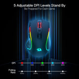 Wireless Optical Mouse with 9 Programmable Buttons & 7 Backlit Modes, BT & 2.4G Wireless