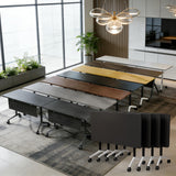 Folding Conference Table with Wheels,2 Pack Conference Room Tables,Mobile Meeting Training Table for Office