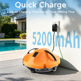 2026 NEW Cordless Robotic Pool Cleaner, Automatic Robotic Pool Vacuum Cleaner with Dual Motors, 130mins Runtime & Auto Docking Pool Vacuum Robot for Inground Pools Up to 1100 Sq.Ft, JQR-V201, Orange