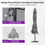 PURPLE LEAF Table Sun Umbrella 10' x 10' with Base Semi Auto Lift, Gray