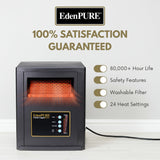 EdenPURE Classic CopperPLUS Infrared Heater — 1500 W Energy-Efficient Zone Heater for Large Rooms up to 1000 sq ft — Quiet Operation, Cool-Touch Safety, Portable Comfort for Home, Bedroom or Office