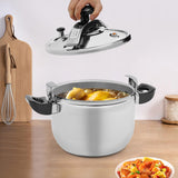 201 Stainless Steel Pressure Cooker, 60kpa Sealed Stewing Pot Cooking Cookware, Multi Protection Stovetop Pot Pressure Cooker for Home Kitchen Family Restaurant Boiling & Steaming Meals (9L/9.51 Qt)