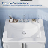 Semi-Recessed Bathroom Sink 21.26 × 17.72 Inch – Square White Ceramic Sink with 3 Faucet Holes (4 Inch Centerset), Drop-In Vanity Sink for Bathroom Remodel