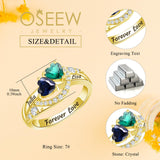 Oseew 14k gold Mother Rings for women Personalized mothers rings Engraving 2 names 10K Gold mother's ring custom 2 names (Yellow Gold)