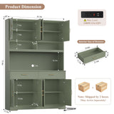 HOSTACK 75" Tall Kitchen Pantry Storage Cabinet, 45" W Hutch Cabinet, Green