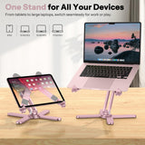 OMOTON LA10 360° Rotating Laptop Stand Riser Foldable for Desk, Pink