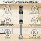 EuLea 2026 New Immersion Hand Blender, 1200W with 5-Speed Settings, Stainless Steel Blades,with scratch-resistant design, Gift Box Packaging. An Ideal Choice for Blending Soup, Mayonnaise