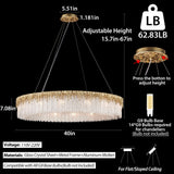 kvtinmty Round Crystal Chandelier, D40 Modern Gold Crystal Chandeliers for Dining Room, 14-Light Height Adjustable Chandelier for Living Room, High Ceiling Staircase, Foyer