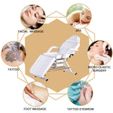Jaxilyn Massage Bed Tattoo Chair Massage Salon with Two Trays,Esthetician Table with Hydraulic Stool,Multi-Purpose 3-Section Facial Bed Table, Adjustable Beauty Barber Spa Beauty Equipment White
