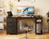 AODK 51 Inch Computer Desk with Fabric Drawers & USB Power Outlets, Reversible Home Office Desk with Storage Shelves, Work from Home