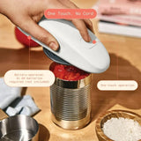 Battery Operated Electric Can Opener with Automatic Cutting for Hands Free Kitchen Use (White)
