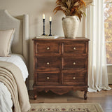 HULALA HOME 3-Drawer Nightstand with Charging Station, Drawer Organizer with Wood Legs, Farmhouse Solid Wood Nightstand Set of 2(Walnut)