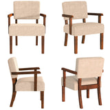 FAGAGA Accent Chairs Set of 2, 2 Solid Wood Armchairs with Side Table