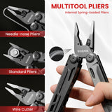 WOBANK Multitool, 16-in-1 Stainless Steel Multi Tool Pliers with Adjustable Hex Wrench, Damascus Pocket Knife, Nylon Sheath for Survival, Camping and Hunting, Hiking, Simple Repair
