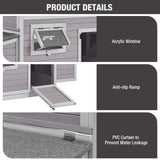 Large Outdoor Chicken Coop with Run Wooden Hen House with Nesting Box Pull Out Tray and Waterproof Asphalt Roof Backyard Poultry Cage