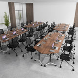 Folding Conference Table 47.2",Modern Conference Room Tables with Wheels,Training Meeting Table with Flip-Top & Strong Metal Frame