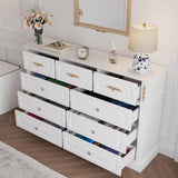 Mekminop Extra Large 9 Drawers Dresser for Bedroom, Wood Chest of Drawers with Gold Knobs, Tall Storage Dressers Organizer for Living Room, Hallway (63" W x 15.75" D x 39.4" H) (White)