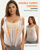 MAGICFAJAOS Waist Trainer Corset for Women Belly Fat Tummy Control Sport Workout Body Shaper Vest for Women Postpartum, 2XL Khaki