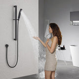 Honyi Brass Shower Slide Bar Handheld Shower Head with Hose, Bathroom Showerhead with Handle Spray, High Pressure Shower Slide Bar Height Adjustable with 59.06 Inch Stainless Steel Hose Matte Black