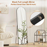 ZHUNFA Full Length Mirror,58" x16,3 in 1Full Length Mirror can Wall Mounted,Standing or Leaning,Full Body Mirrors with Aluminum Alloy Frame,Home Black
