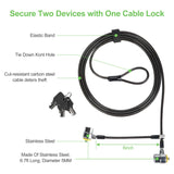 LORADAR Daul Head Twin Cable Lock Lock for Laptops，Monitor 3 Keys 6.7Foot Lock Two Devices At The Same Time