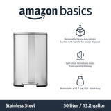 Basics Smudge Resistant Rectangular Trash Can with Soft-Close Lid, Foot Pedal