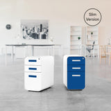 Laura Davidson Furniture Stockpile Slim 3-Drawer Mobile File Cabinet with Lock - Under Desk Metal Filing Cabinet, Legal/Letter File Folders, Wheels and Stationary Feet
