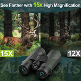 15x56 Binoculars for Adults High Powered - Aurosports HD Large View Binoculars with Clear Low Light Vision - Lightweight Easy Focus Binoculars Bird Watching Hunting Hiking Cruise Travel - Green Aurosports