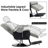 BarberPub Classic Modern Sturdy Heavy Duty Hydraulic Recline Barber Chair All Purpose Salon Home Beauty Spa Barbershop Styling Equipment, PVC Leather, Adult 9208 (Grey)