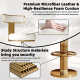 Swivel Bar Stools, Counter Height Stools with Gold Stainless Steel, White