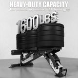 RitFit Gator Adjustable Weight Bench with Headrest, Premium 14GA Steel Heavy Duty for Home Gym Strength Training, Incline, Decline Exercises, 1600LBS Capacity, Black