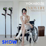 YOKABOZE Forearm Crutches for Adults Foldable Knee Patients Mobility aids for Childre and Seniors for with Leg Injury Adjustable Travel Lightweight Walking Stick (Black Pro)