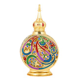 Vintage 18ml Empty Refillable Egyptian Style Enameled Metal and Glass Perfume Bottle