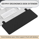 Sisyphy Ergonomics Desk Extender Tray, 21.7x9.5" Punch-Free Clamp on, Foldable Keyboard Drawer Tray, Table Mount Arm Wrist Rest Shelf, Computer Elbow Arm Support