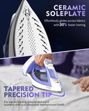 OMAIGA Cordless Steam Iron for Clothes, 1550W 2-in-1 Cordless and Corded Iron with Rapid Heat, Ceramic Soleplate, 3-Way Auto-Off, 12.85 oz Water Tank, Lavender