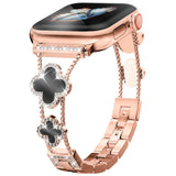 Bling Rose Gold Band Compatible with Apple Watch Bands for Women 49mm 44mm 45mm 46mm 42mm Series 11 10 Ultra 9 8 7 6 5 4 1 2 3, Cute Metal Brazalete, Adjustable Bracelet for Iwatch Band Black
