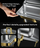 Chafing Dishes for Buffet 4 Pack, 9QT [Elegant Gold and Silver Colors] Food Warmers for Parties Buffet [Sturdy and High Grade] Chafing Dish Buffet Set for Any Party with Complete Set