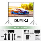 Projector Screen with Stand,DUYIKJ 120 inch Portable Outdoor Indoor Projector Screen Rear Front Projection Screen Lightweight Movie Screen16:9 4K HD with Four-Legged Frame Carry Bag for Home Theater