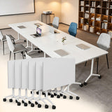Rolling Folding Modular Conference Seminar Table for School, Classroom, Office & Library 6-Pack White 47.2IN