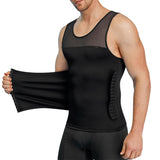 Men Body Shaper Slimming Vest Tight Tank Top Compression Shirt Tummy Control Underwear Moobs Binder (Black, S)