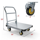 Heavy Duty Platform Truck Push Cart Dolly, Foldable Large Flatbed Cart with 6" Swivel Wheels