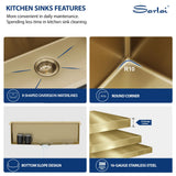 Sarlai 33 Gold Drop In Sink 33x22 Inch Drop In Kitchen Sink Gold Ledge Workstation Sink 16 Gauge Stainless Steel Single Bowl Topmount Sinks Basin