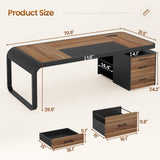 Itaar 70.9" Executive Desk, Large Computer Desk with Drawers and Lateral File Cabinet, Office Desk with Removable Shelves