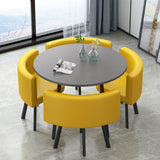 4 Piece Square Dining Table and Chair Set, Negotiation Small Conference Table for Office Reception Club, Suitable for Kitchen, Yellow and Black