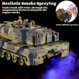 Yoyoom RC Tank That Shoots, 2.4GHz Military Vehicles Model with 360°Rotating Turret, Auto Demo, Sound & Smoke & Light, Remote Control Army Tank for Teen Adult